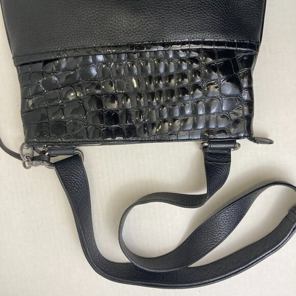 Brighton Peyton Pebbled Leather Crossbody Bag / Purse E077736 Black 12.5"x12" - Picture 3 of 16